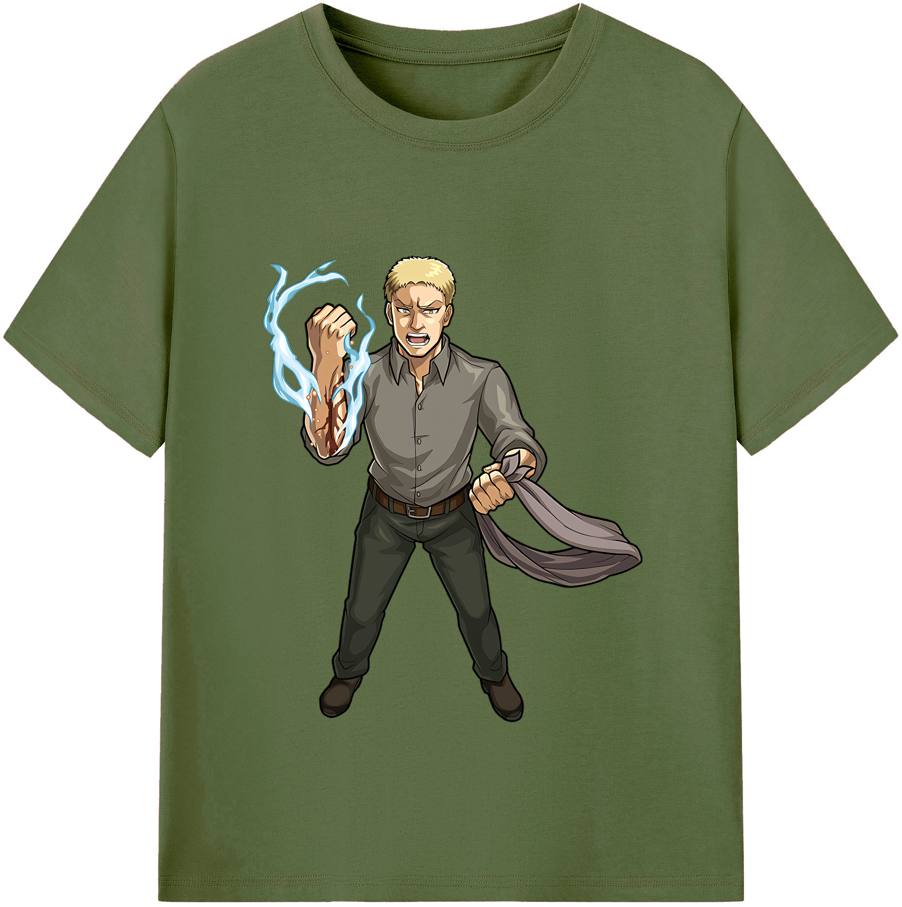 （画像用） 進撃の巨人 ライナー・ブラウン Attack on Titan Reiner Braun 綿100％半袖Tシャツ（フロントプリント）